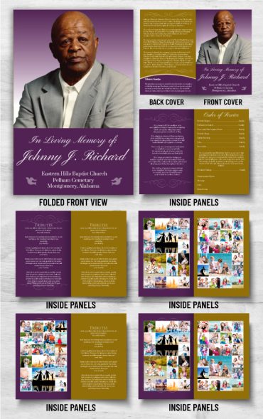 Purple and Gold Funeral Program