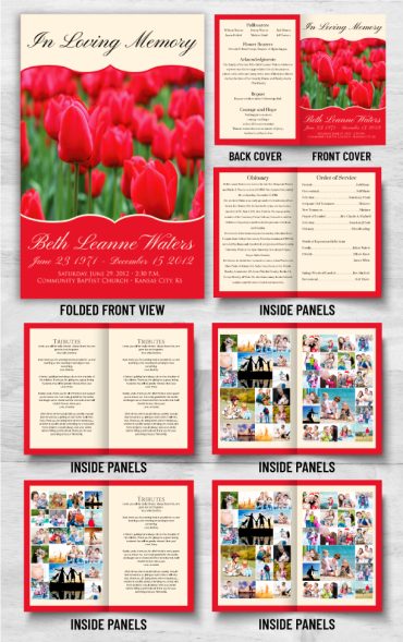 Red Tulip Funeral Program