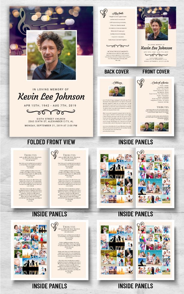 Music Notes Funeral Program