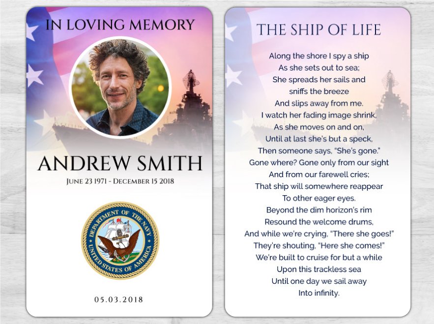 Navy Memorial Prayer Card