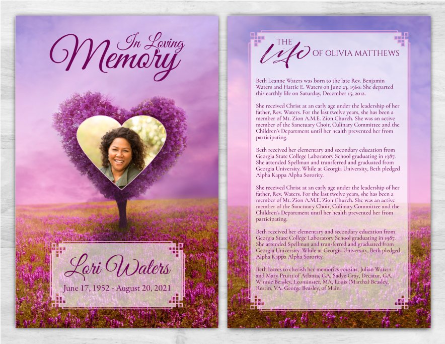 Purple Heart Tree Funeral Program