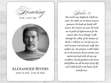 Simple Memorial Prayer Card
