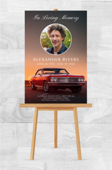 Classic Muscle Car Funeral Easel Poster
