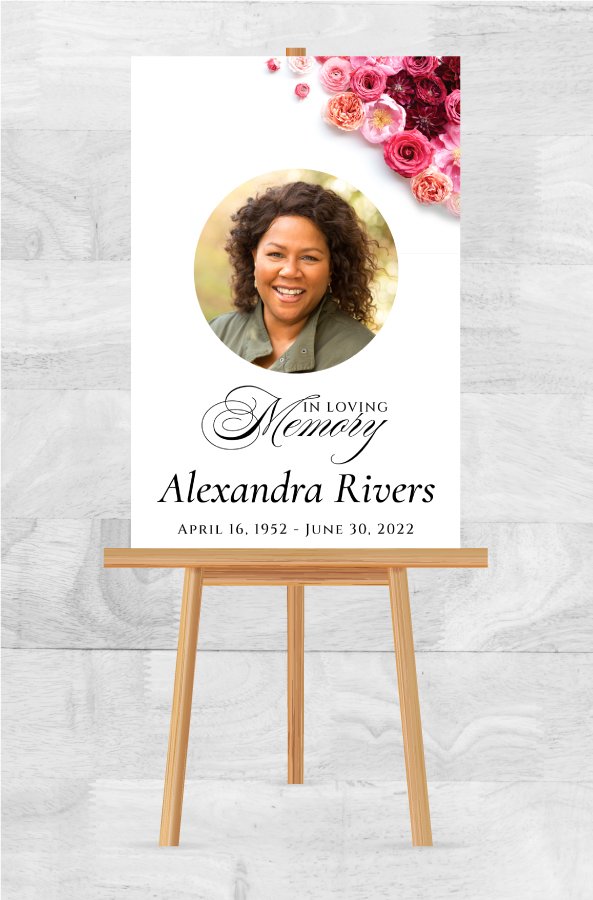 Red Roses Funeral Poster Easel