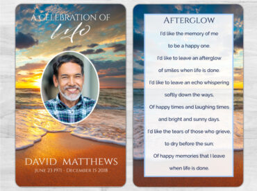 Ocean Beach Sunset Memorial Prayer Card
