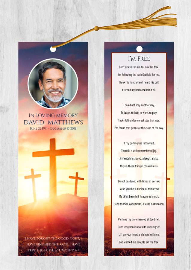 Christian Cross Memorial Bookmark