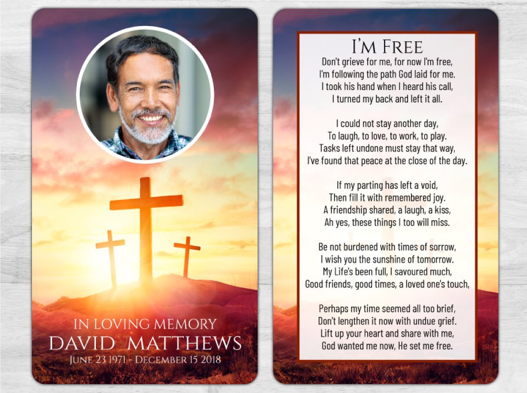 Christian Cross Memorial Prayer Card