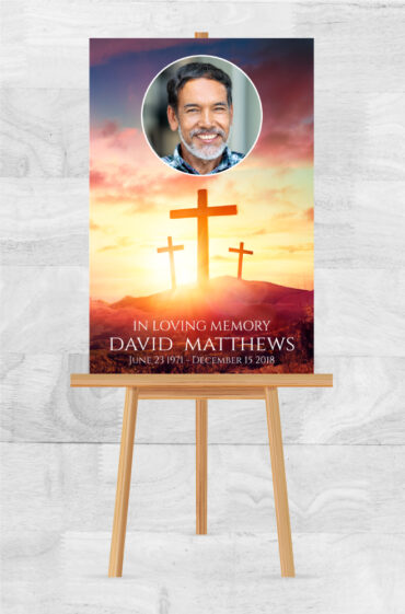 Christian Cross Funeral Easel Poster