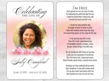 Pink Clouds Memorial Prayer Card