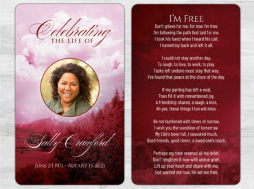 Red Tree Dove Memorial Card