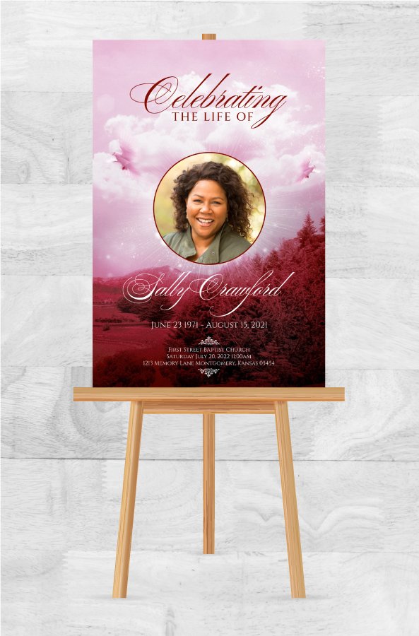 Red Tree Dove Memorial Easel Poster