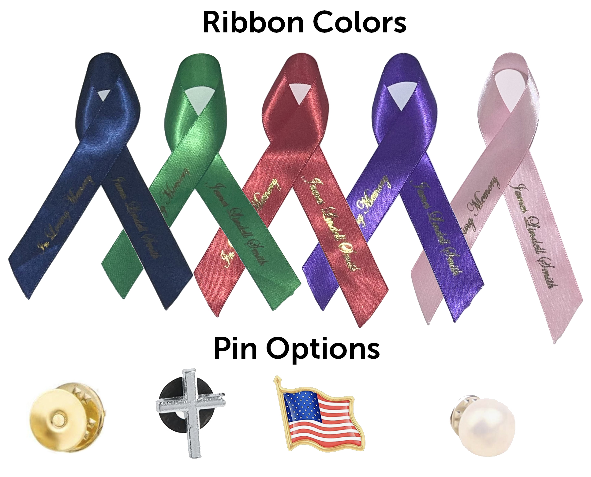 Personalized Funeral Memorial Ribbon Pins 20