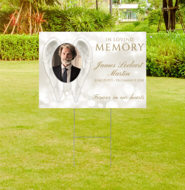 Memorial Yard Sign In Loving Memory Angel Wings