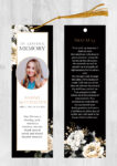 Black and Gold Funeral Bookmark Printing Loving Memory