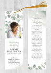 Greenery/Foliage Funeral Bookmark Printing Loving Memory