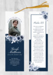 Funeral Bookmark Printing Blue Floral