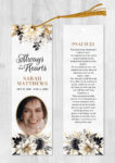 Black and Gold Floral Funeral Bookmark Printing