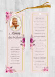 Pink Flowers Funeral Memorial Bookmark