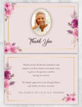 Pink Flowers Funeral Memorial Thank You Card