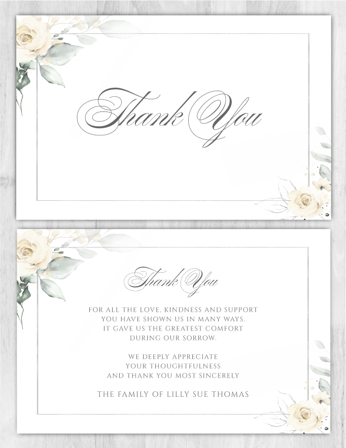 Funeral Memorial Thank You Card Flowers