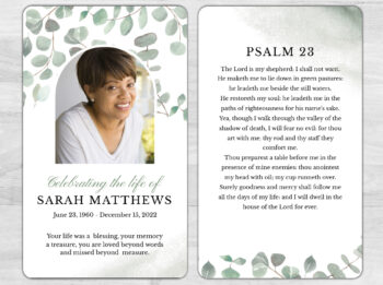 Greenery/Foliage Funeral Memorial Card