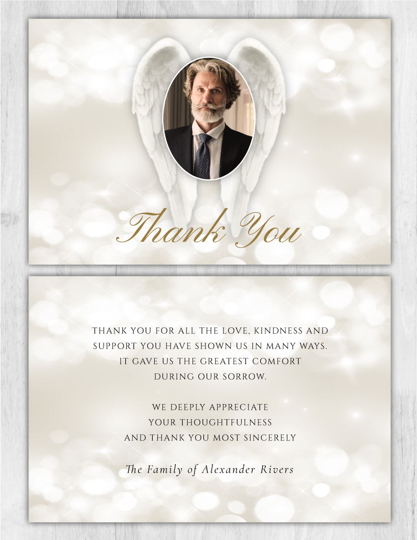 Angel Wings Funeral Thank You Cards