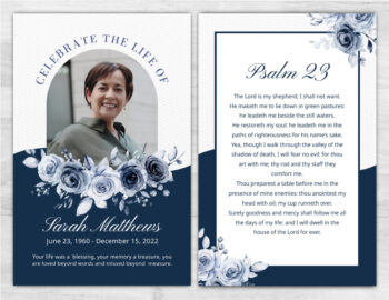 Memorial Pamphlet Blue Floral