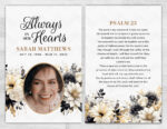 Memorial Pamphlet Black and Gold Floral