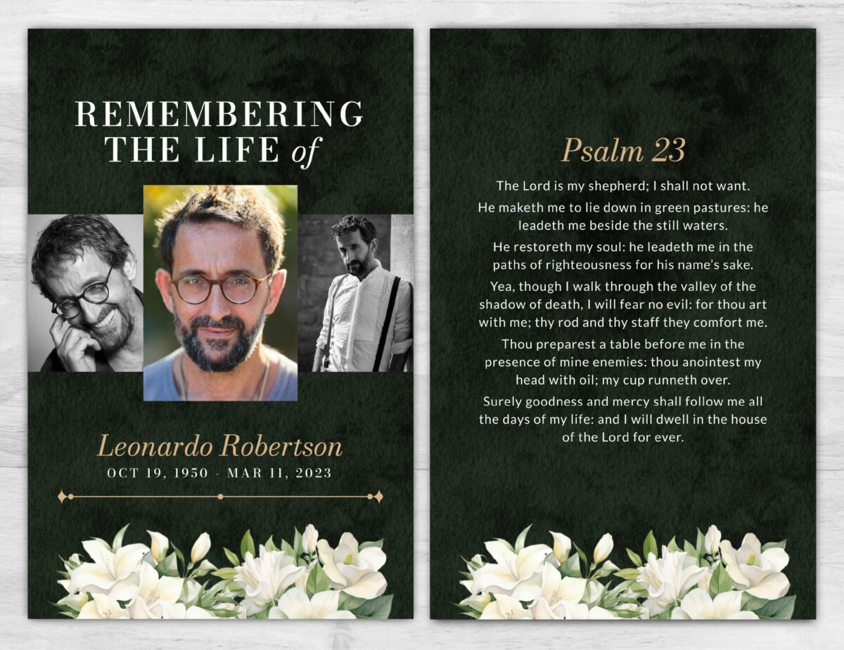 Memorial Pamphlet Black and White Floral