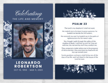 Blue Floral Memorial Program