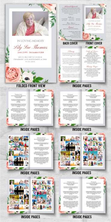 Floral Roses Funeral Program