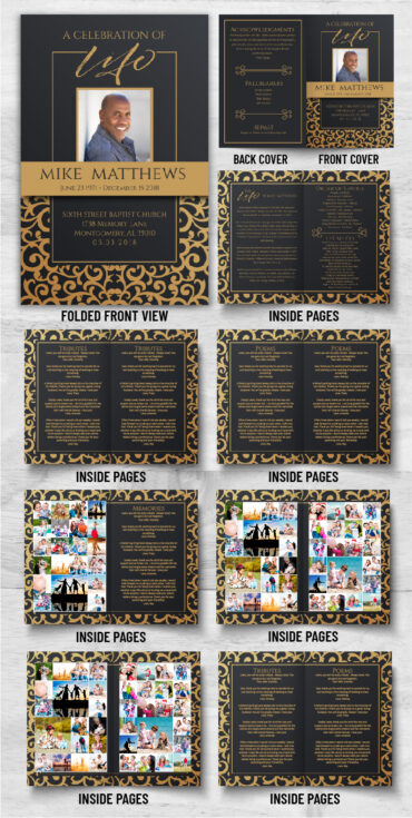 Black and Gold Funeral Program