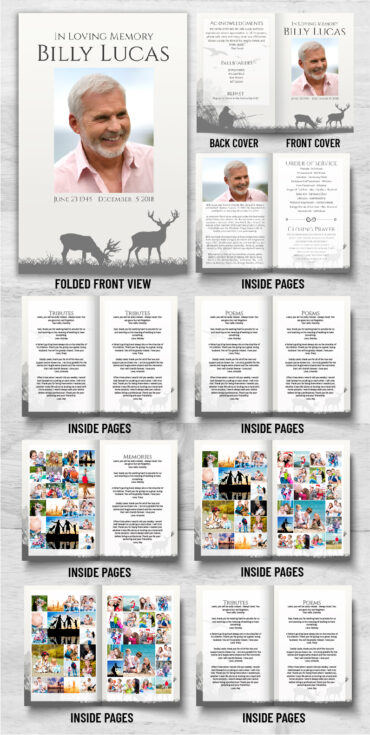 Outdoors Deer Hunter Fisherman Funeral Program