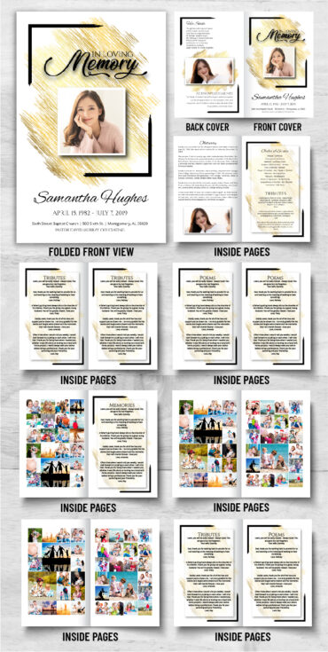 Gold Foil Funeral Program