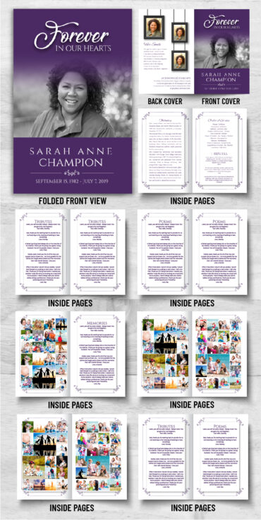 Purple Picture Frame Funeral Program