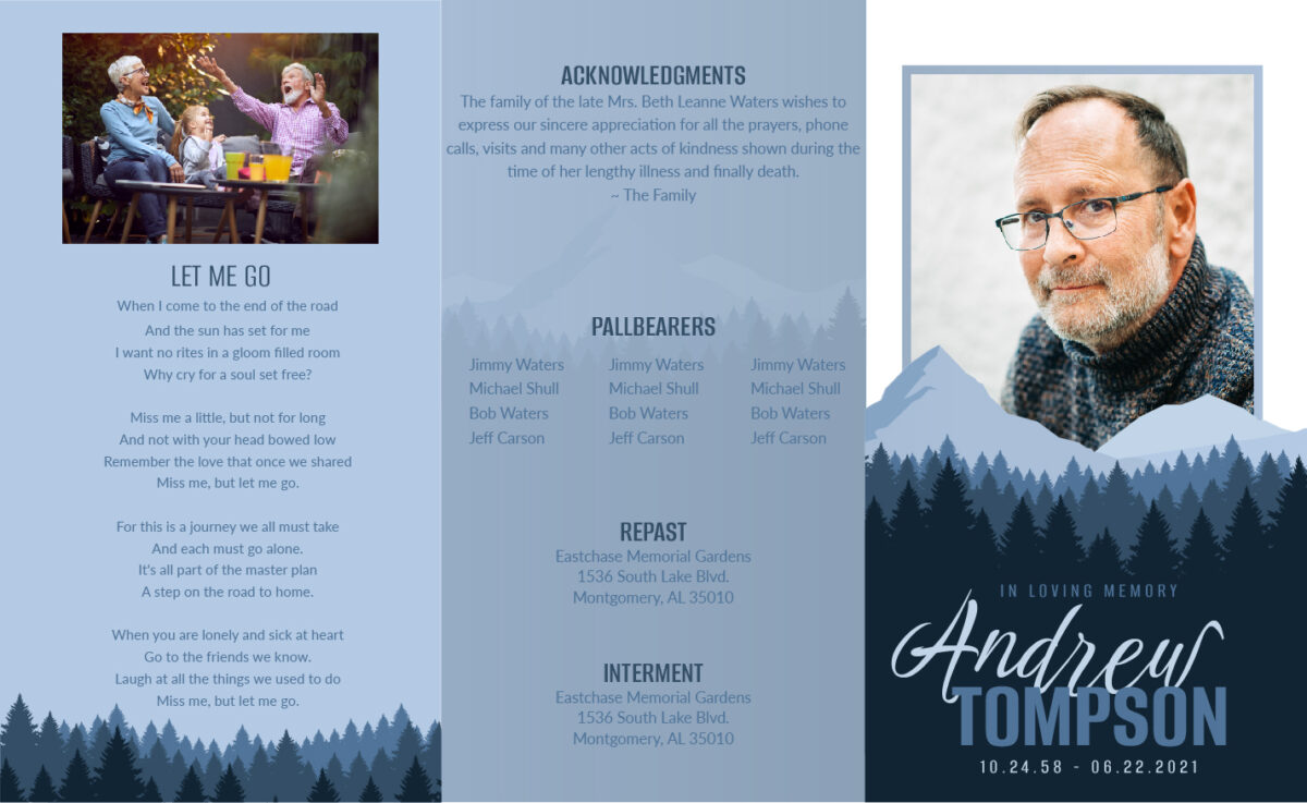 Mountain Tri-fold Funeral Memorial Program