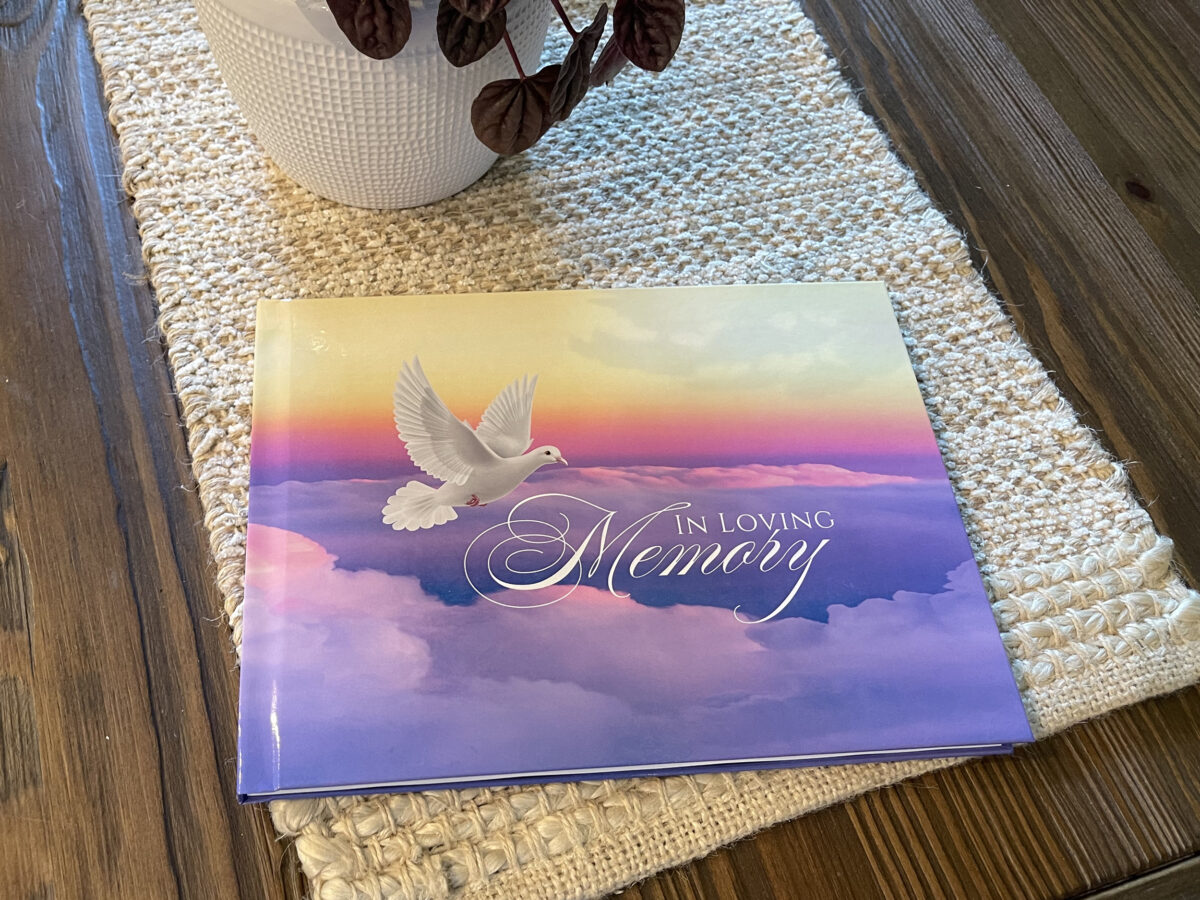 Purple Dove Clouds Funeral Memorial Guest Book