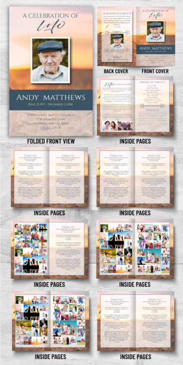 Folded Funeral Programs (16pages)