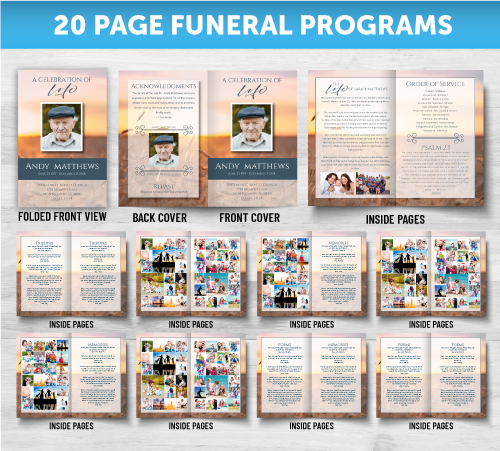 20 Page Funeral Programs