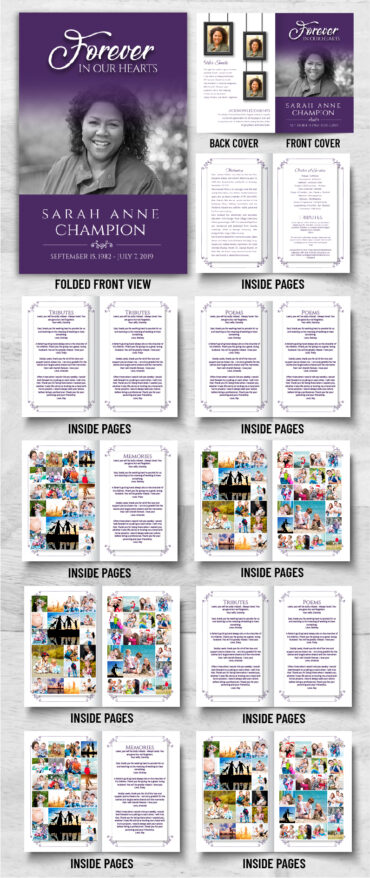 Purple Picture Frame Funeral Program