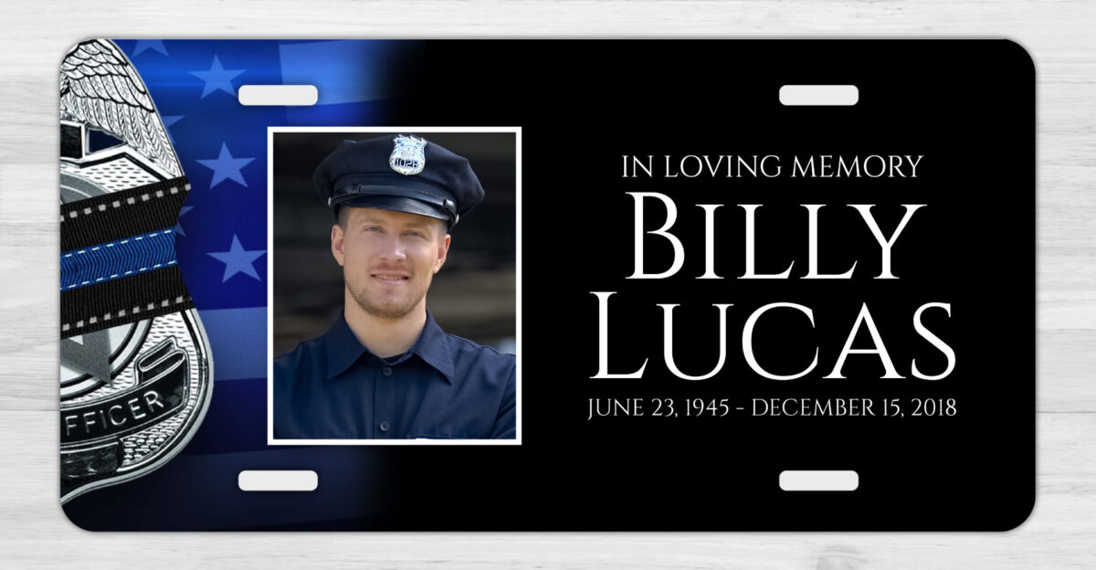 Police Officer Law Enforcement In Loving Memory Memorial Car Tag