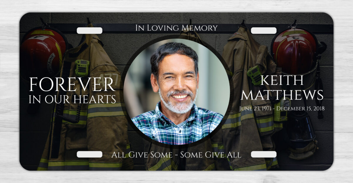 Fireman Firefighter In Loving Memory Memorial Car Tag