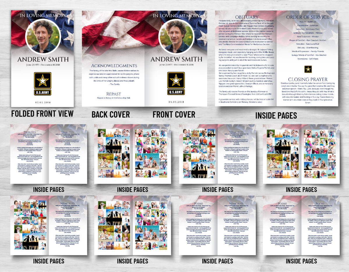US Army Flag Funeral Memorial Program