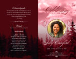 Funeral Program Red Trees Doves