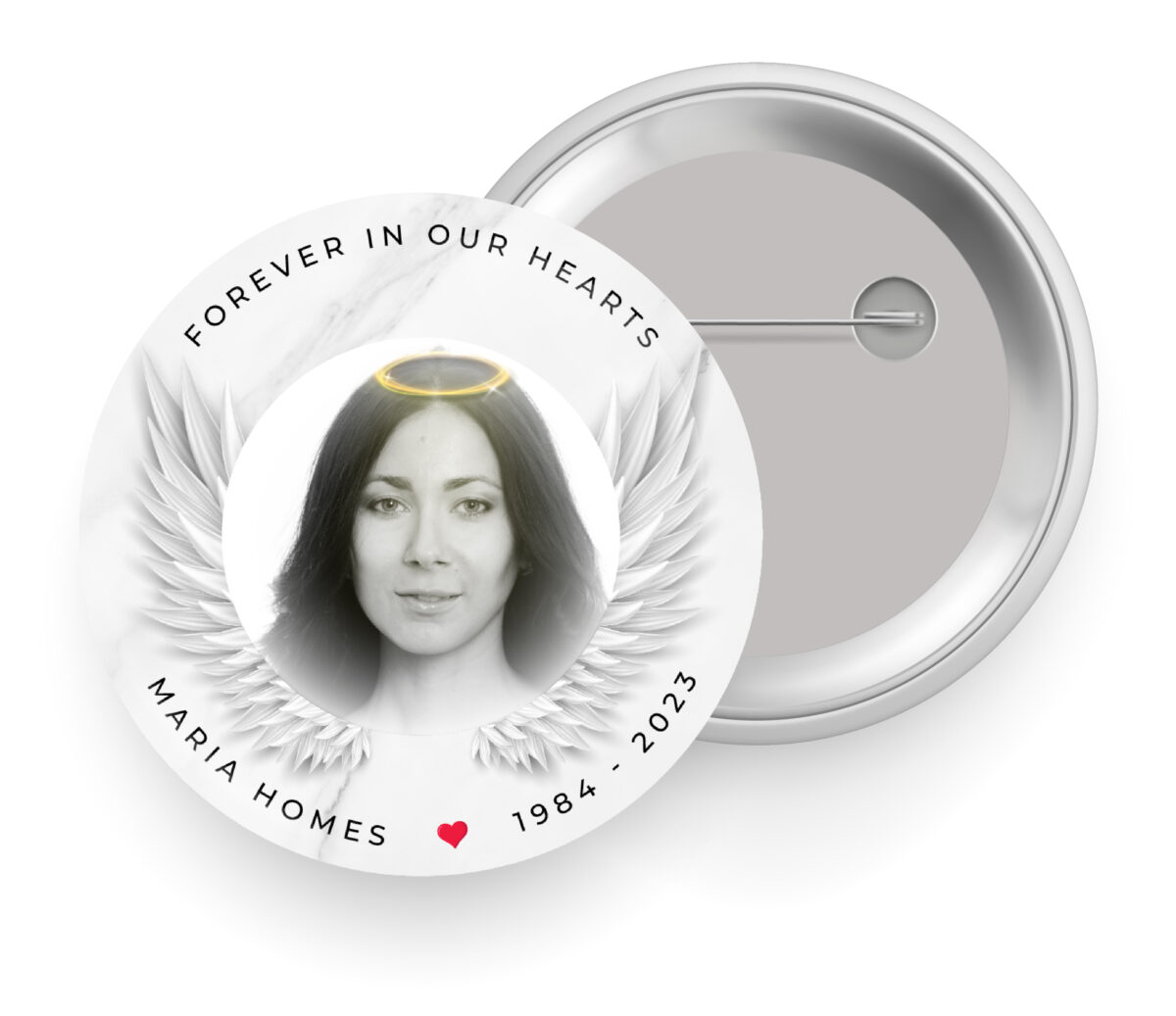 Angel Wings Photo Memorial Button Pin