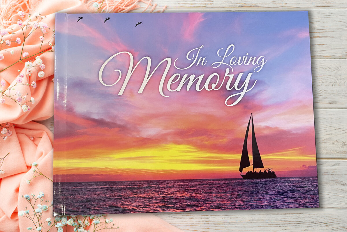 Ocean Sail Boat Funeral Memorial Sign in Guest Book