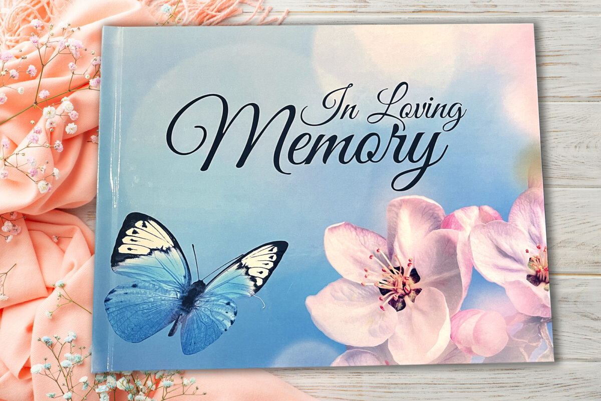 Butterfly Flower Funeral Memorial Sign in Guest Book