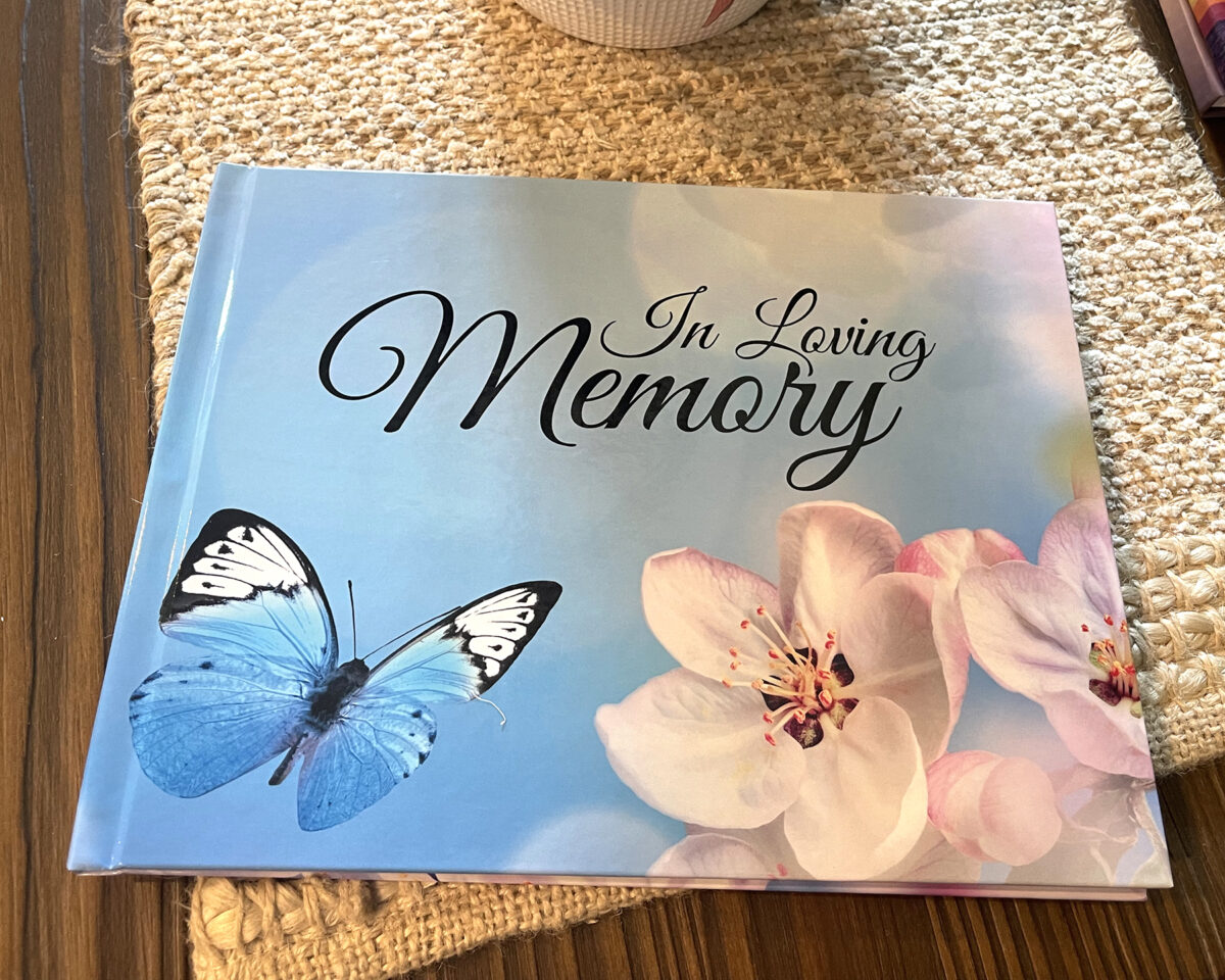 Butterfly Flower Funeral Memorial Sign in Guest Book