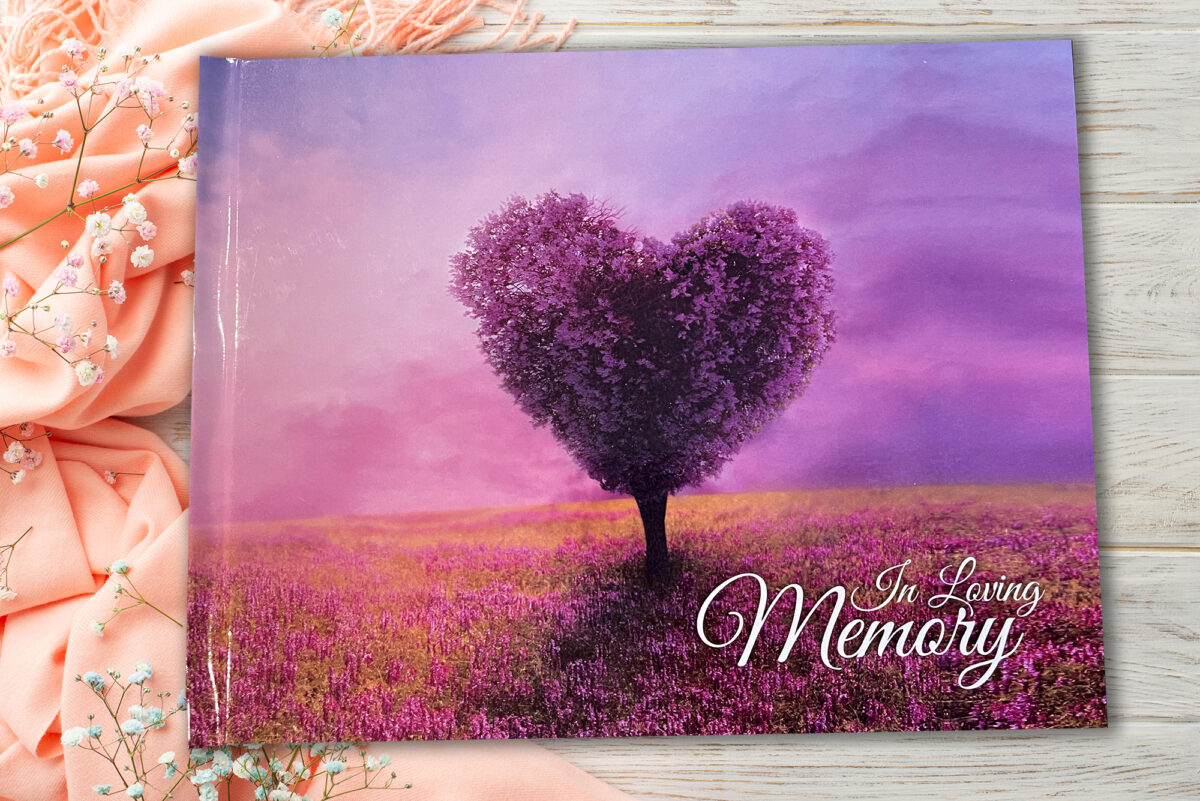 Heart Tree Funeral Memorial Sign in Guest Book