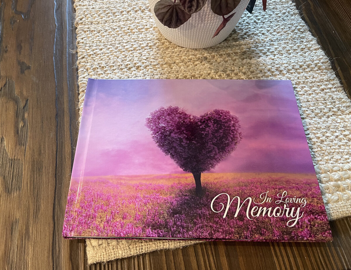 Heart Tree Funeral Memorial Sign in Guest Book